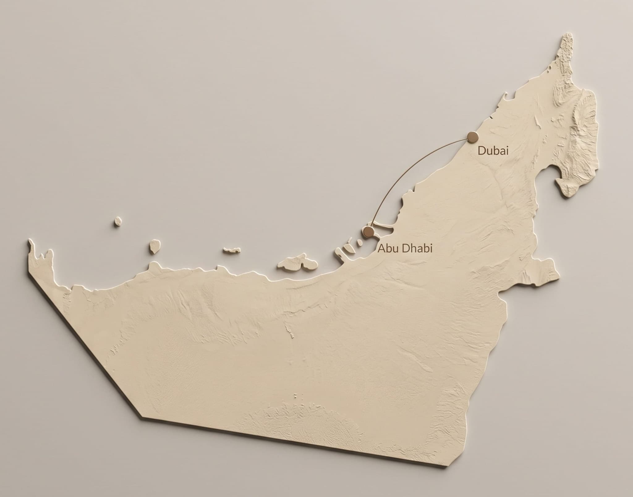 UAE presence map showing Dubai and Abu Dhabi offices